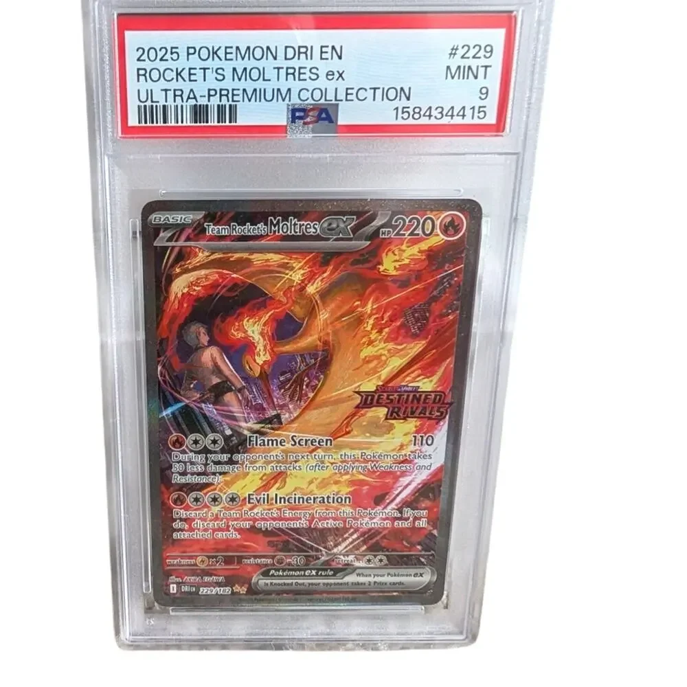 2025 POKEMON DRI EN-DESTINED RIVALS #229 TEAM ROCKET'S MOLTRES EX PSA 9